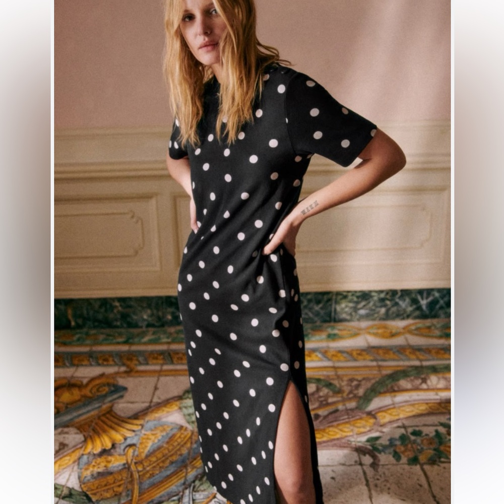 Elegant Black Polka Dot Dress Sezane